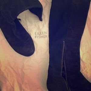 Eileen Fisher suede black zip up boots